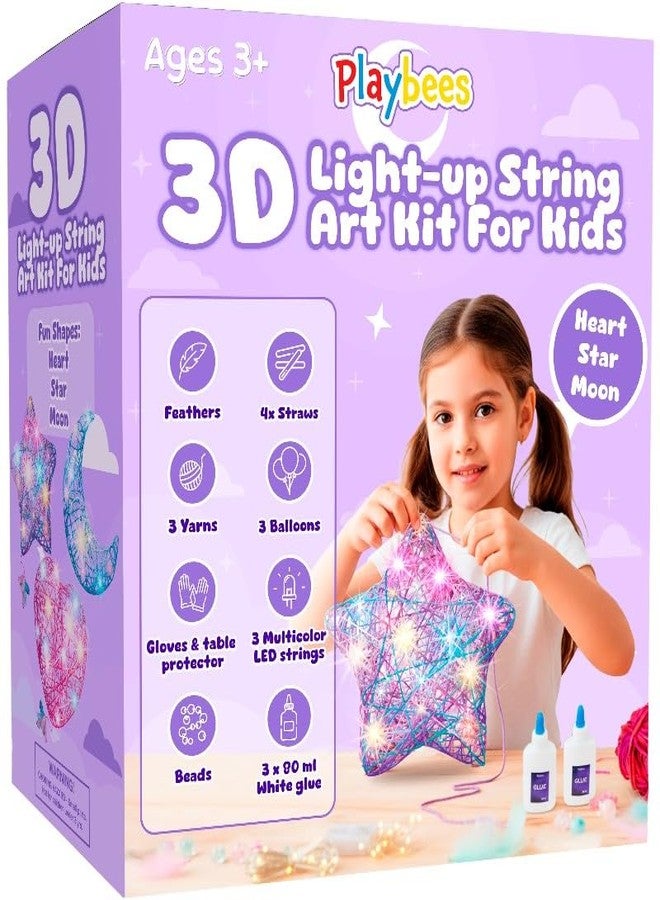 Playbees Playbess 3D String Art Kit for Kids - DIY Light-Up Craft with 20 Multicolor LED Lights - Creative Activity for Girls & Boys Ages 6+ - Fun Gift for Fall, Halloween, Birthdays & Year-Round Play - Image 1